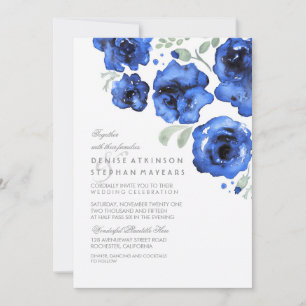 Invitation Mariage de marine - Roses d'aquarelle