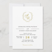Invitation Mariage de marque blanche et or élégant (Devant)