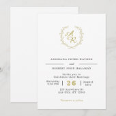 Invitation Mariage de marque blanche et or élégant (Devant / Derrière)