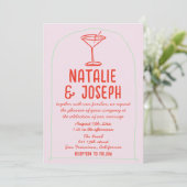 Invitation Mariage de Martini couleur rétro Code QR (Debout devant)