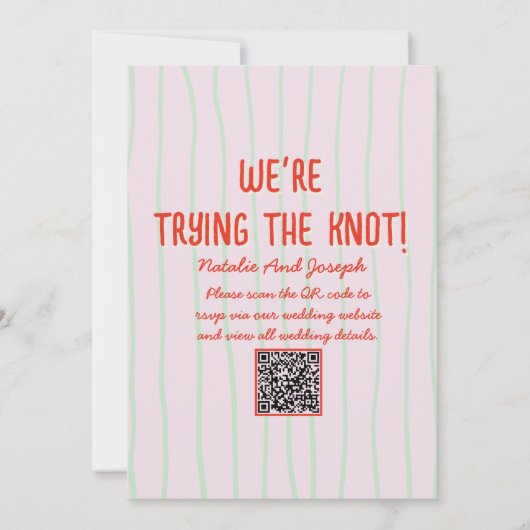 Invitation Mariage de Martini couleur rétro Code QR (Dos)