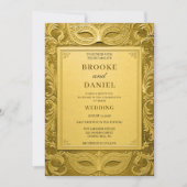 Invitation Mariage de Mascarade Doré Luxueux (Devant)