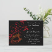 Invitation Mariage de mascarade Floral Rouge (Debout devant)