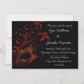 Invitation Mariage de mascarade Floral Rouge (Devant)