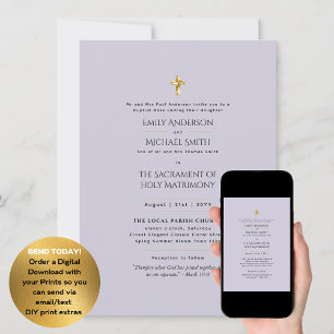 Invitation Mariage de masse nuptiale catholique violet