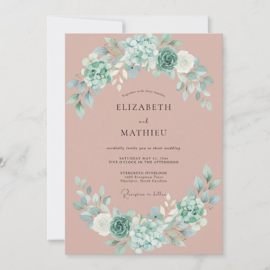 Invitation Mariage de Mauve Charmant et Succulent (Devant)