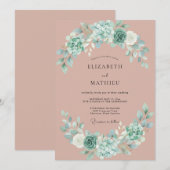 Invitation Mariage de Mauve Charmant et Succulent (Devant / Derrière)
