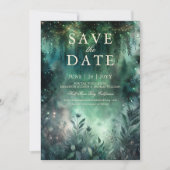 Invitation Mariage de mauve vert de la forêt enchantée Enregi (Devant)