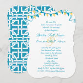 Invitation Mariage de menthe à Bund Turquoise et Jaune (Devant / Derrière)