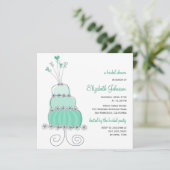 Invitation Mariage de menthe douce Gâteau Chic Fête des marié (Debout devant)