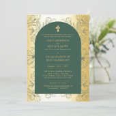 Invitation Mariage de Messe Nuptiale Catholique Vert (Debout devant)