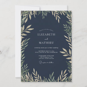 Invitation Mariage de minuit à la crème de feuillage d'eucaly
