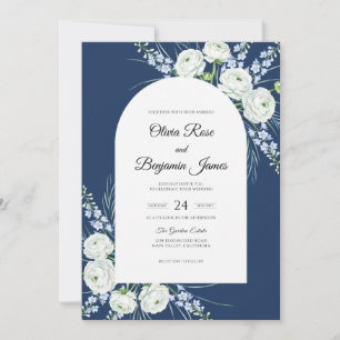 Invitation Mariage de minuit au feuillage blanc doux Eucalypt