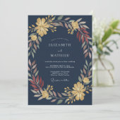 Invitation Mariage de minuit au feuillage de moutarde grise E (Debout devant)