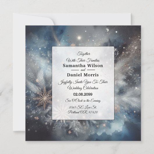 Invitation Mariage de minuit d'hiver céleste (Devant)
