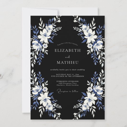 Invitation Mariage de minuit gothique noir (Devant)