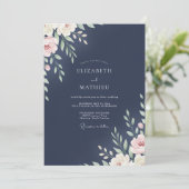 Invitation Mariage de minuit ivoire feuillu (Debout devant)
