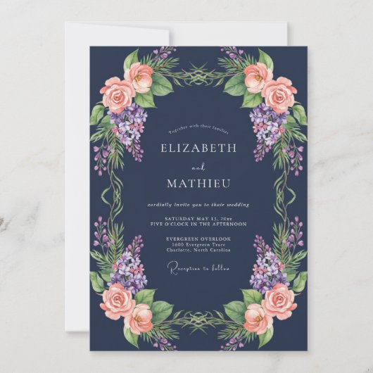 Invitation Mariage de minuit pourpre wisteria (Devant)