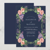 Invitation Mariage de minuit pourpre wisteria (Devant / Derrière)
