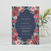 Invitation Mariage de minuit Ruby Ranunculus Eucalyptus (Debout devant)