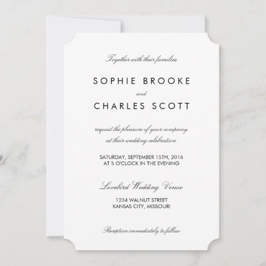 Invitation mariage de Modèle simple et chic de 5 po x 7 po (Devant)