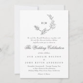 Invitation Mariage de monogramme à couronne florale classique (Devant)