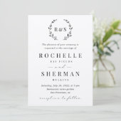 Invitation Mariage de monogramme à feuille rustique de premiè (Debout devant)