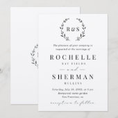 Invitation Mariage de monogramme à feuille rustique de premiè (Devant / Derrière)