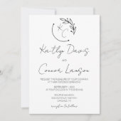 Invitation Mariage de monogramme à feuilles chics moderne (Devant)