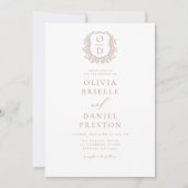 Invitation Mariage de monogramme à poitrine feutrée Rose offi (Devant)