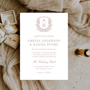 Invitation Mariage de monogramme à poitrine feutrée Rose offi