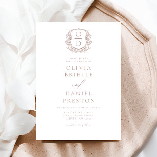 Invitation Mariage de monogramme à poitrine feutrée Rose offi