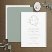 Invitation Mariage de monogramme à poitrine verte de la taill