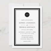 Invitation Mariage de monogramme arrondi de couleur classique (Devant)