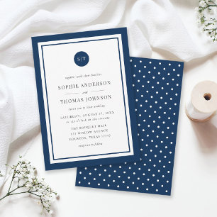 Invitation Mariage de monogramme arrondi de couleur classique