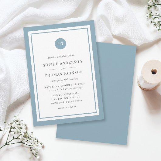 Invitation Mariage de monogramme arrondi de couleur classique