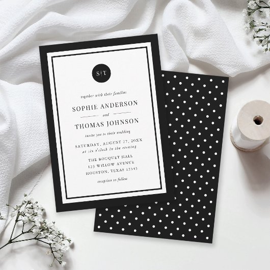 Invitation Mariage de monogramme arrondi de couleur classique