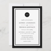 Invitation Mariage de monogramme arrondi de couleur classique (Devant)