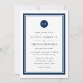 Invitation Mariage de monogramme arrondi de couleur classique (Devant)