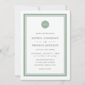 Invitation Mariage de monogramme arrondi de couleur classique (Devant)