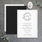 Invitation Mariage de monogramme blanc blanc officiel