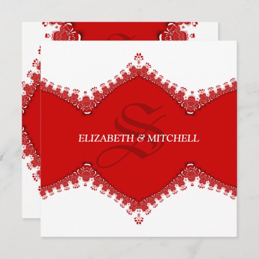 Invitation Mariage de monogramme blanc élégant (Devant / Derrière)