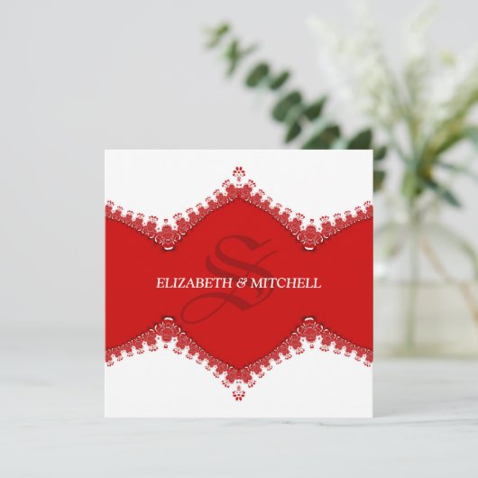 Invitation Mariage de monogramme blanc élégant (Debout devant)