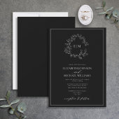 Invitation Mariage de monogramme blanc noir