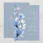 Invitation Mariage de monogramme bleu bleu transparent à pous (Devant / Derrière)
