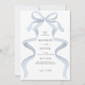 Invitation Mariage de monogramme bleu foncé moderne (Devant)