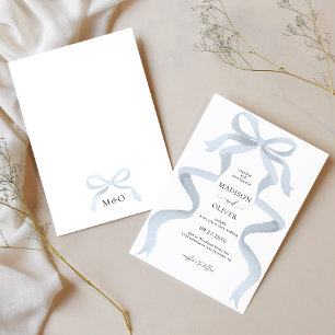 Invitation Mariage de monogramme bleu foncé moderne