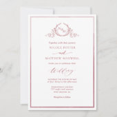 Invitation Mariage de monogramme chic de l'aquarelle de Bourg (Devant)