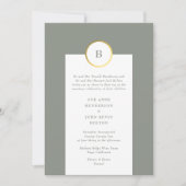 Invitation Mariage de monogramme circulaire Sage Green et Gol (Devant)
