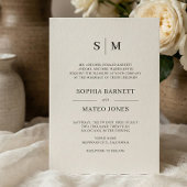 Invitation Mariage de monogramme classique beige